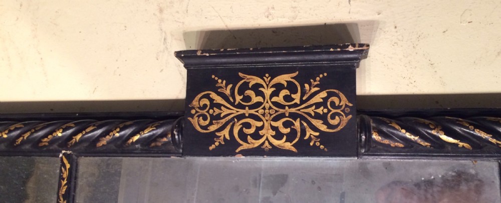 Regency black and gilt overmantel mirror. View VIII