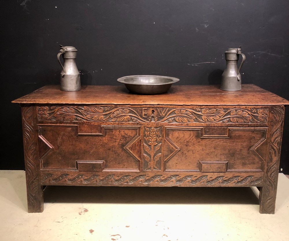 17th century carved oak coffer.