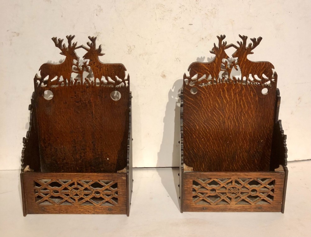 Pair of 19th century oak letter racks.