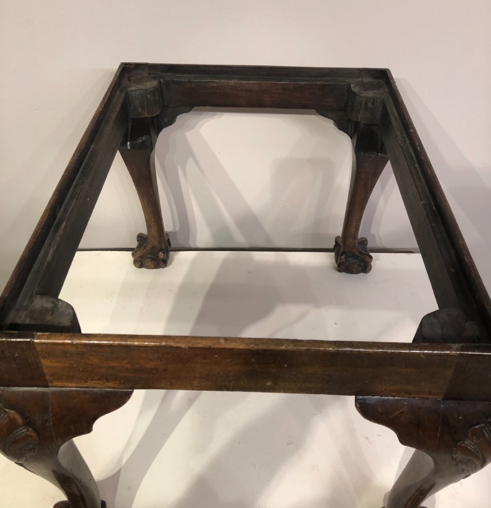Geo II style carved mahogany cabriole leg stool.  View V