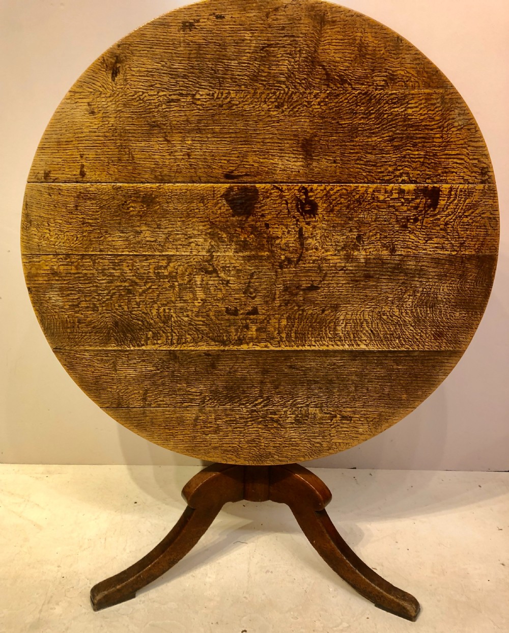Large Georgian oak tripod table.