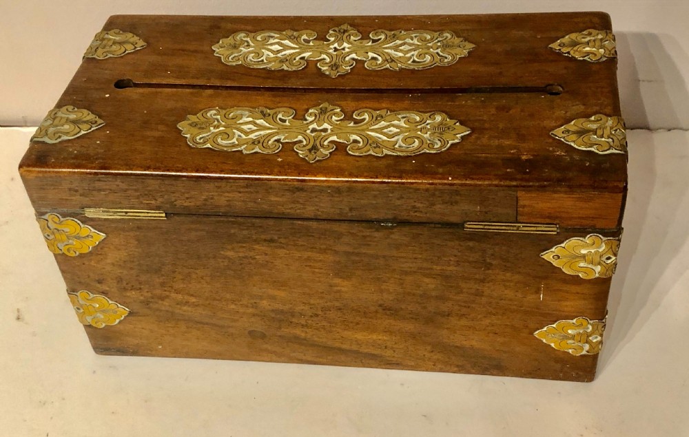 Regency rosewood and brass letterbox. View IV