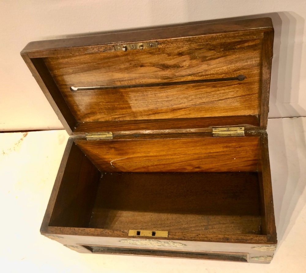 Regency rosewood and brass letterbox. View V