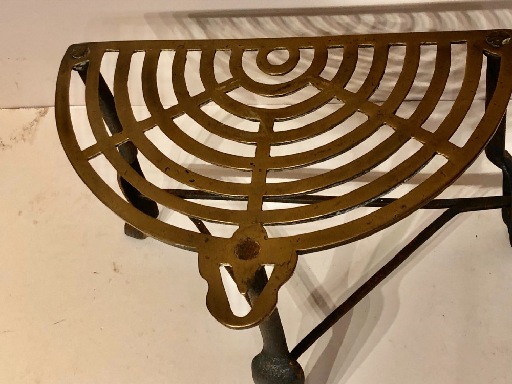 Georgian cast brass and iron trivet. View II