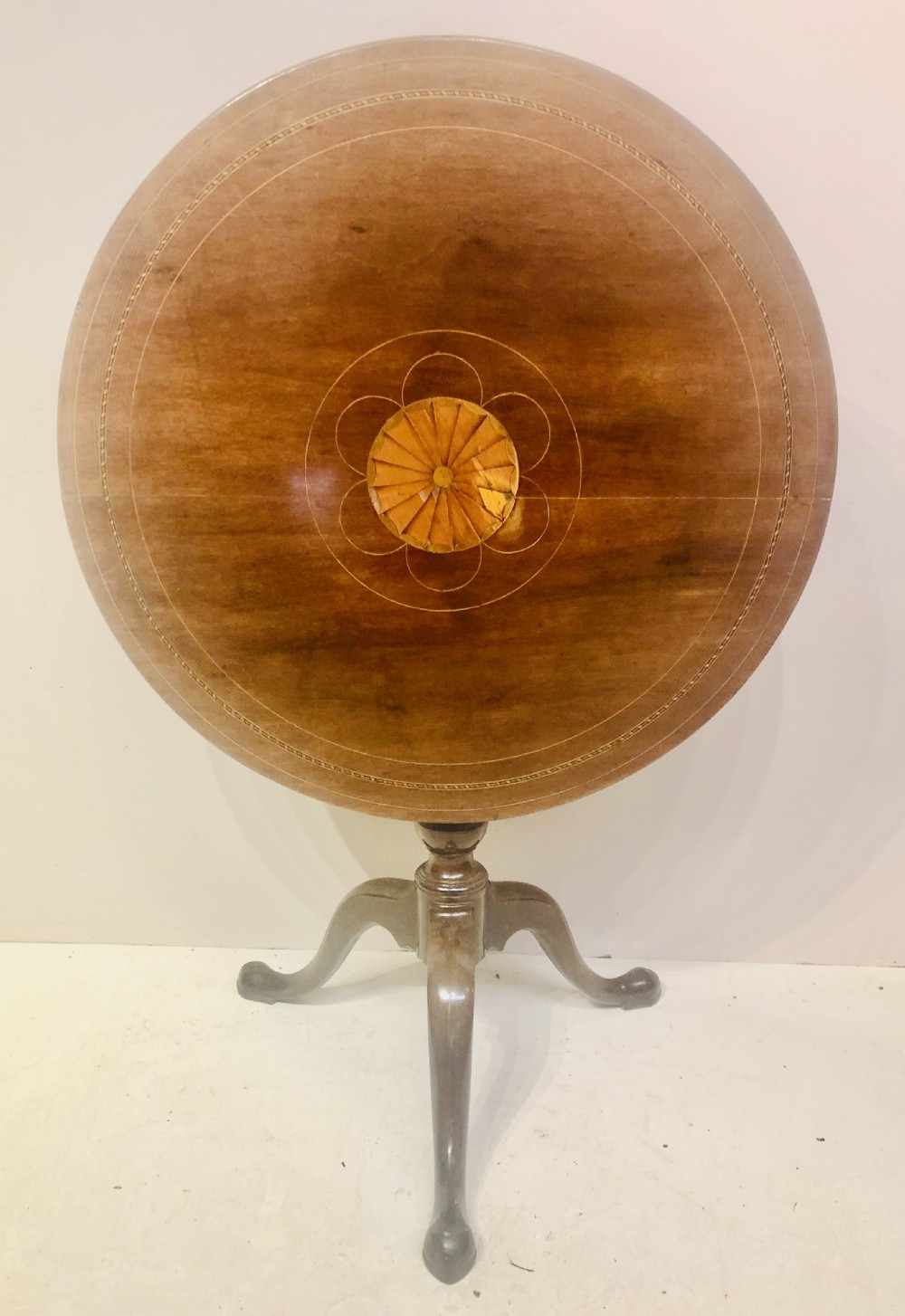 19th century tilt top mahogany tripod table. View II