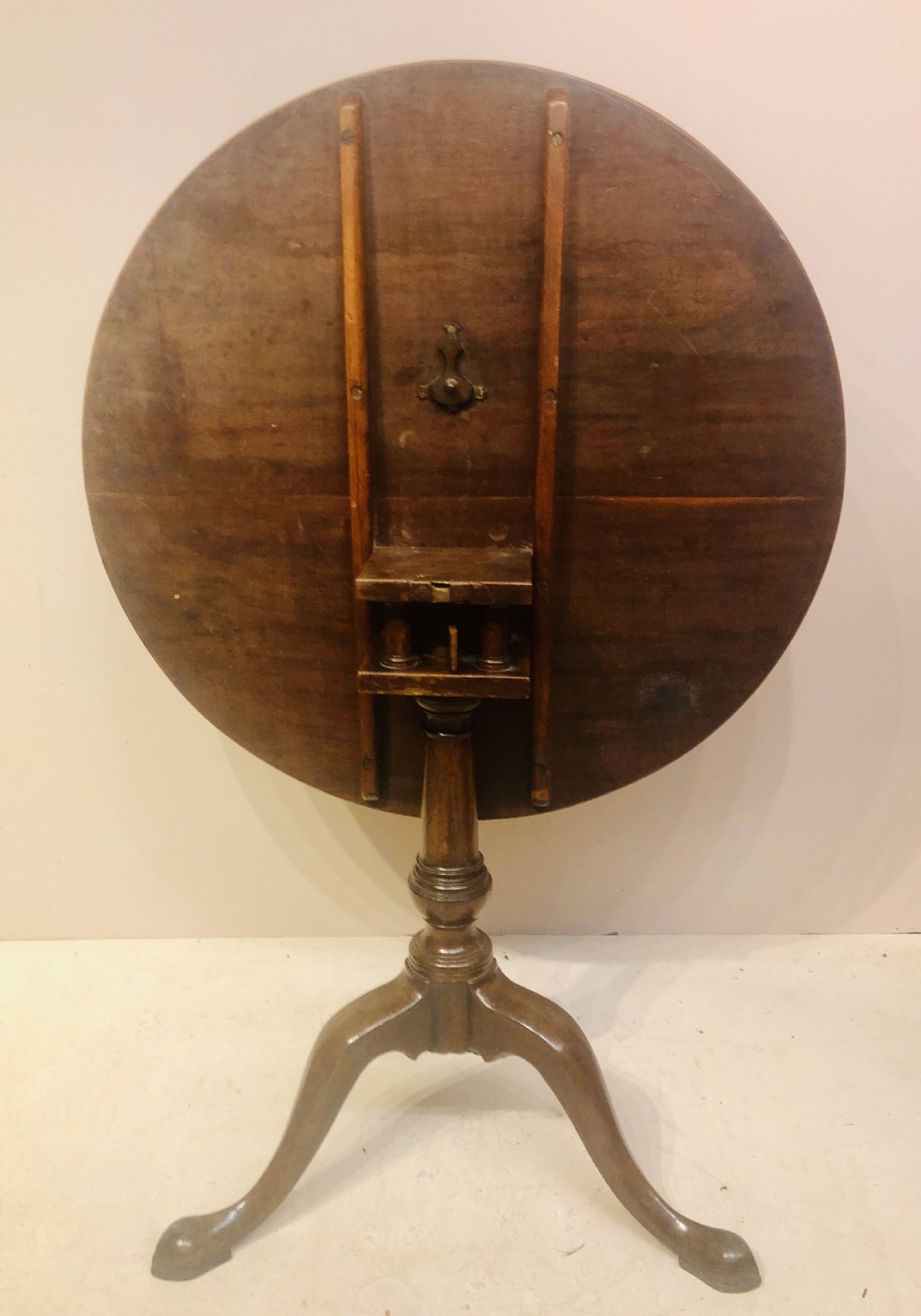 19th century tilt top mahogany tripod table. View IV