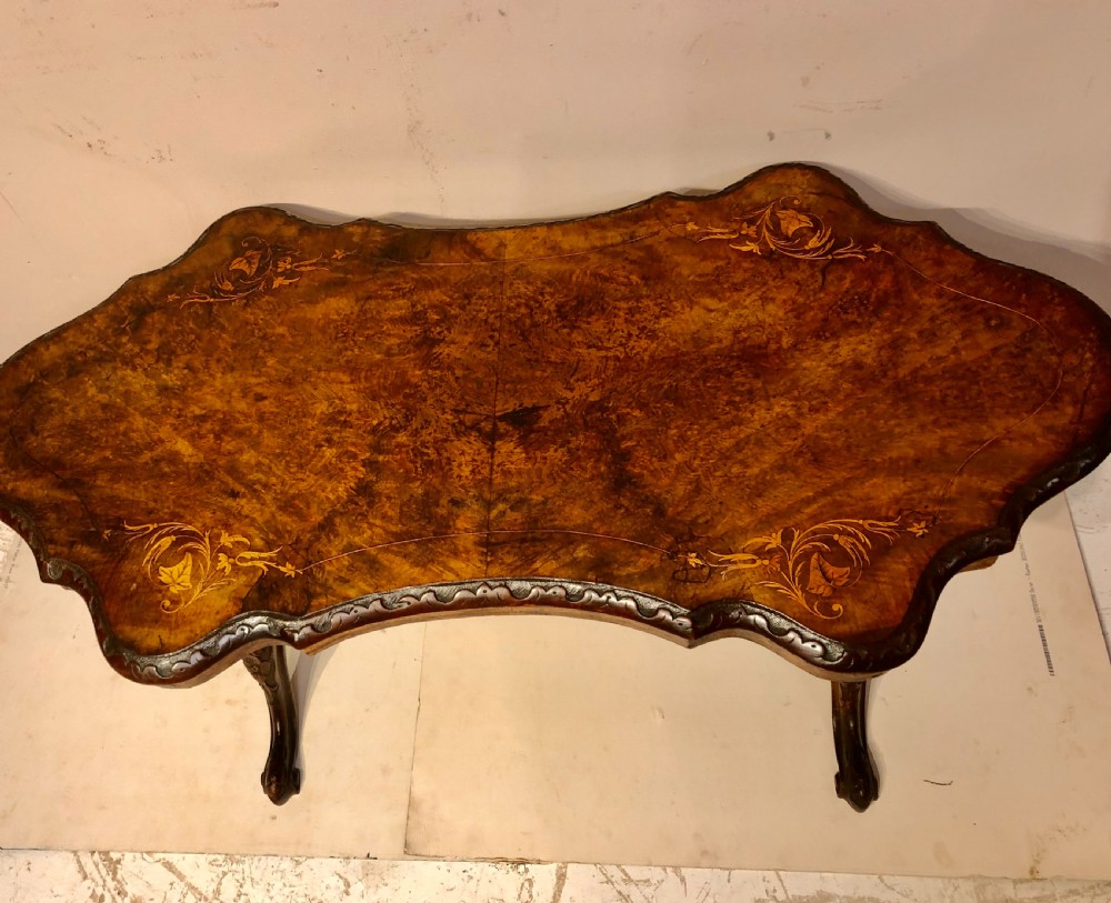 Victorian burr walnut coffee table. View II