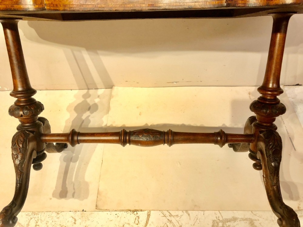 Victorian burr walnut coffee table. View V