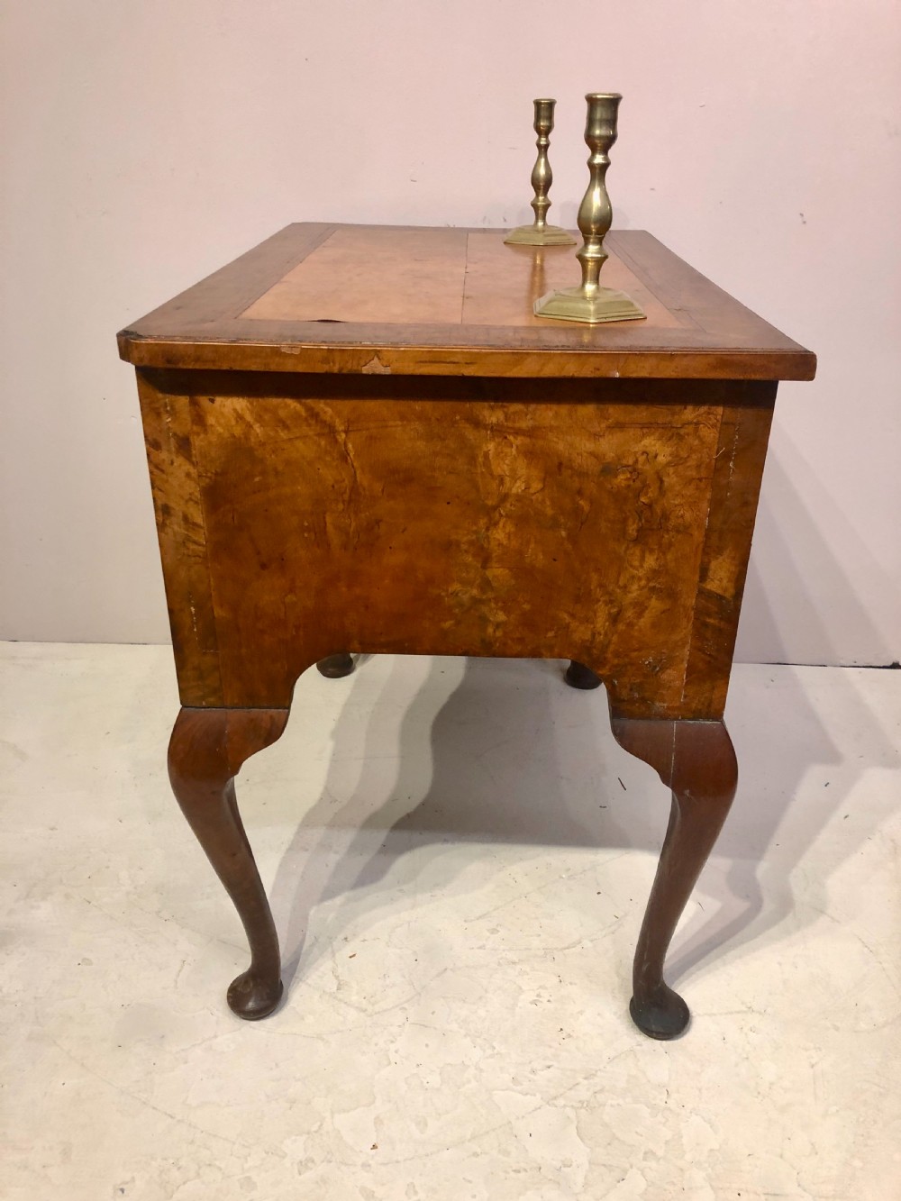 Antique Queen Anne style walnut lowboy. View III