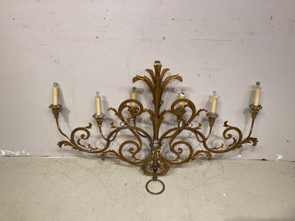 Large antique gilded metal wall light. View IV