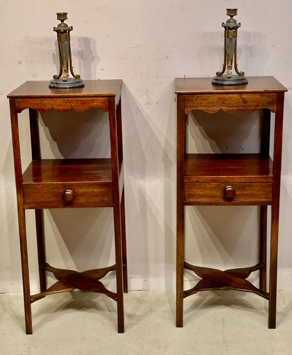 Near pair of Georgian mahogany bedside tables.