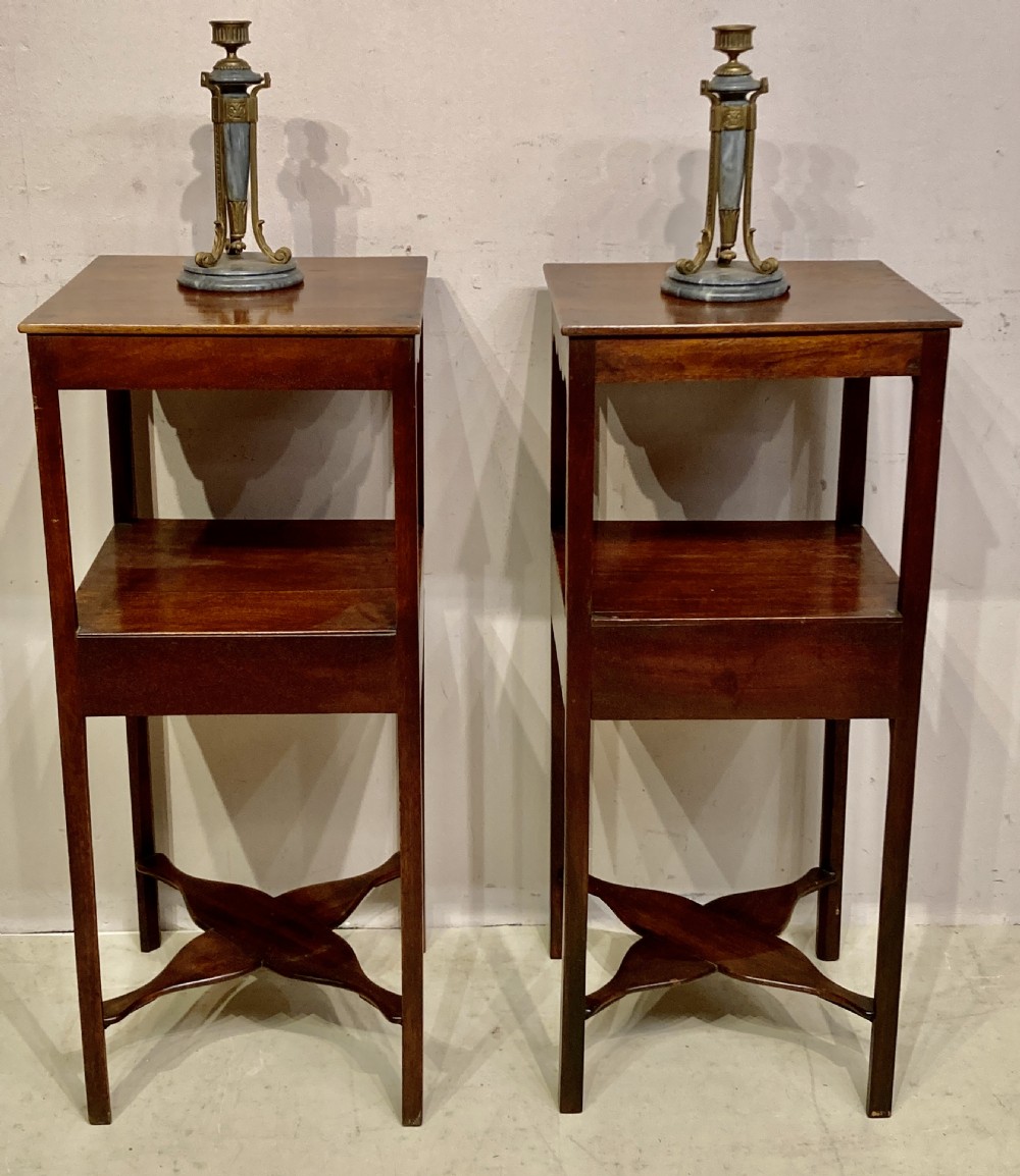 Near pair of Georgian mahogany bedside tables. View III