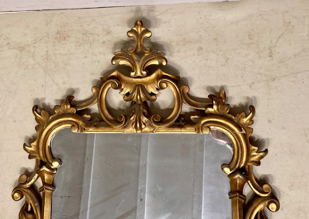 Chippendale style carved giltwood wall mirror. View II