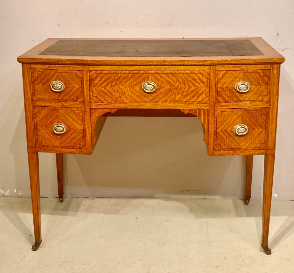 19th century satinwood kneehole desk. View VIII