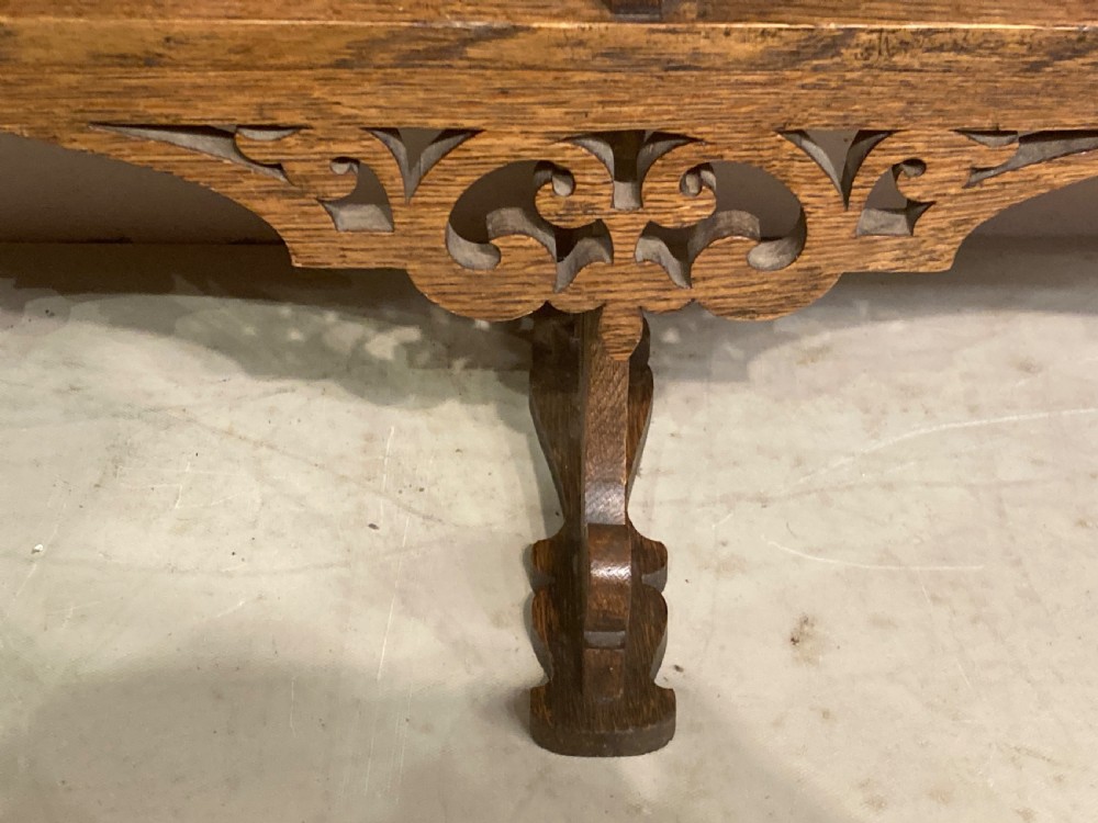 Antique oak waterfall bookcase. View VI