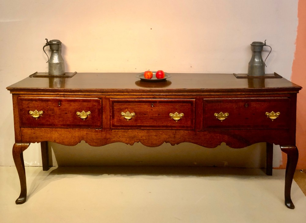 Georgian oak cabriole leg dresser and shelves. View VII