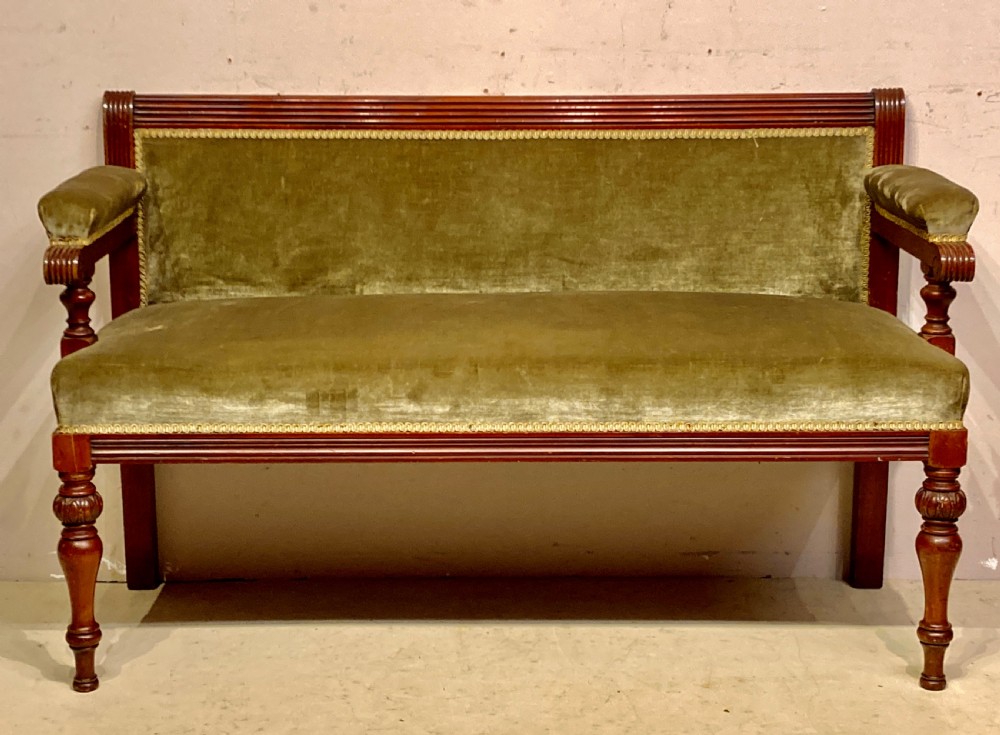 Small Victorian mahogany hall seat.