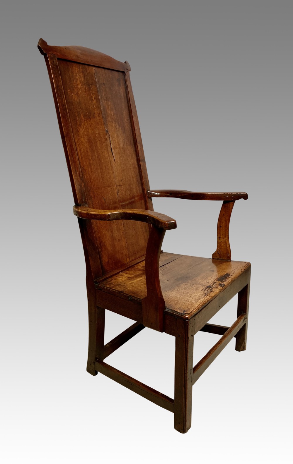 Antique Welsh tall back country armchair. View II