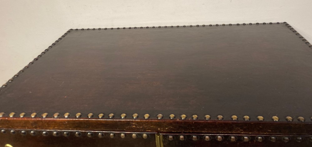 Antique oak leather bound cocktail cabinet. View IV