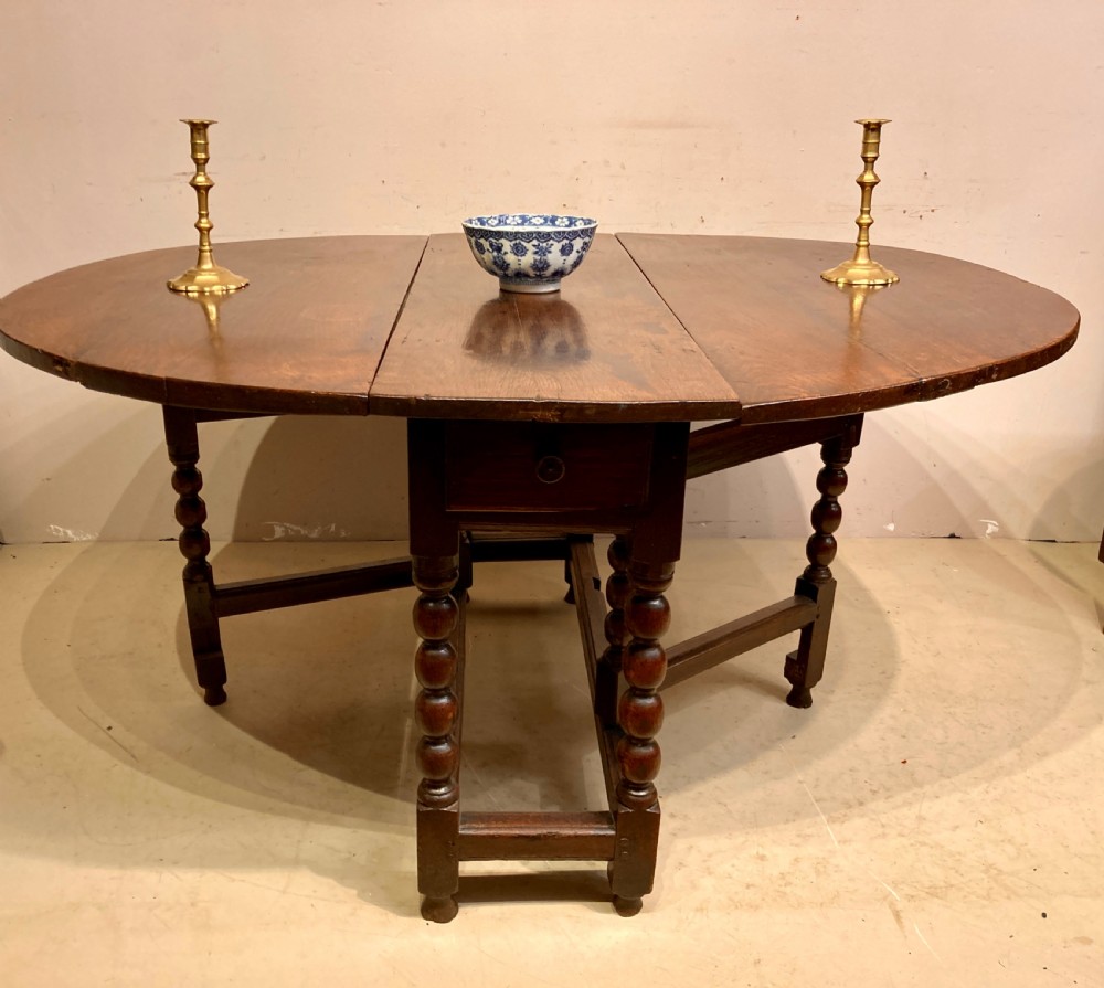 Charles II oak gateleg dining table. View II