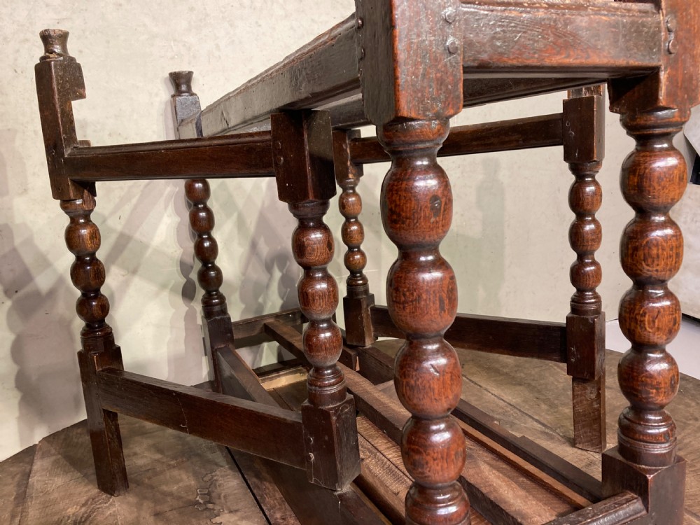 Charles II oak gateleg dining table. View VII