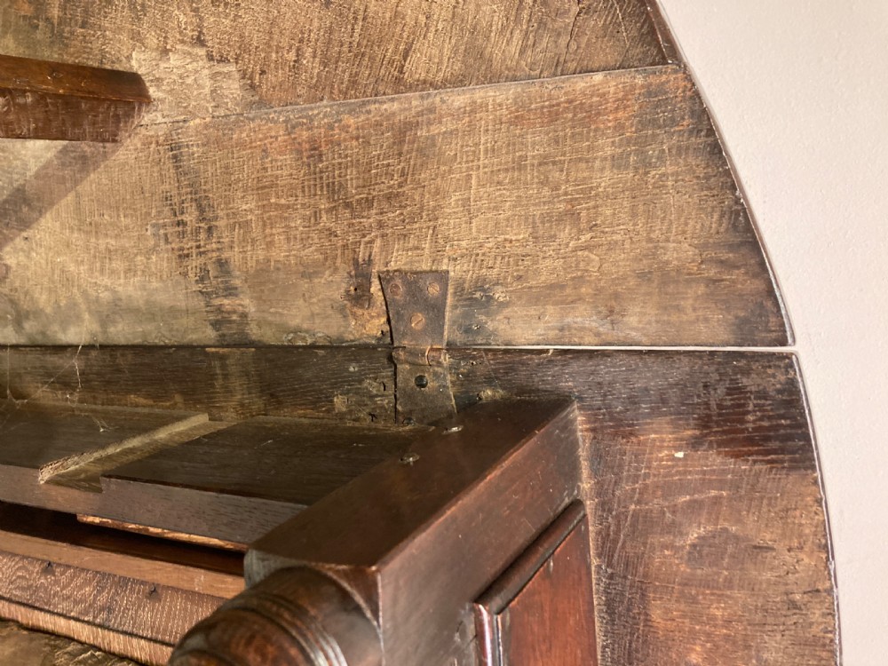 Charles II oak gateleg dining table. View IX