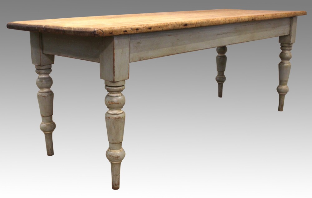 19th century pine farmhouse dining table. View II