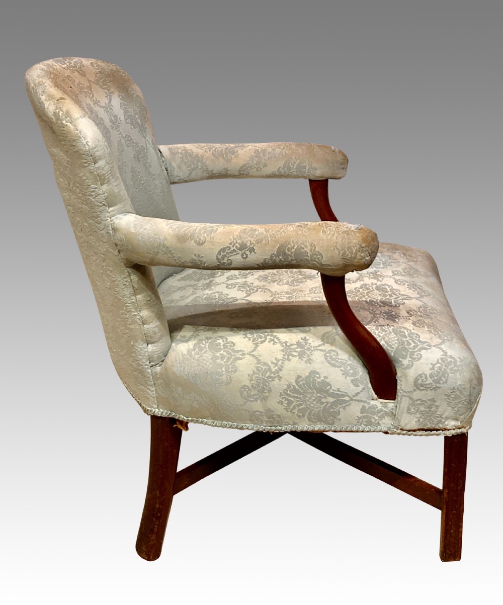 Georgian mahogany library chair. View II