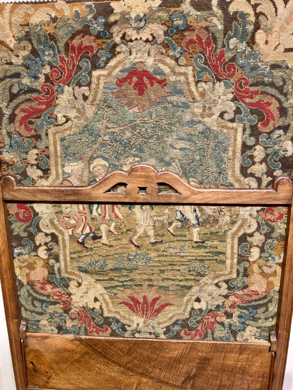 18th century walnut and needlework fire screen. View III