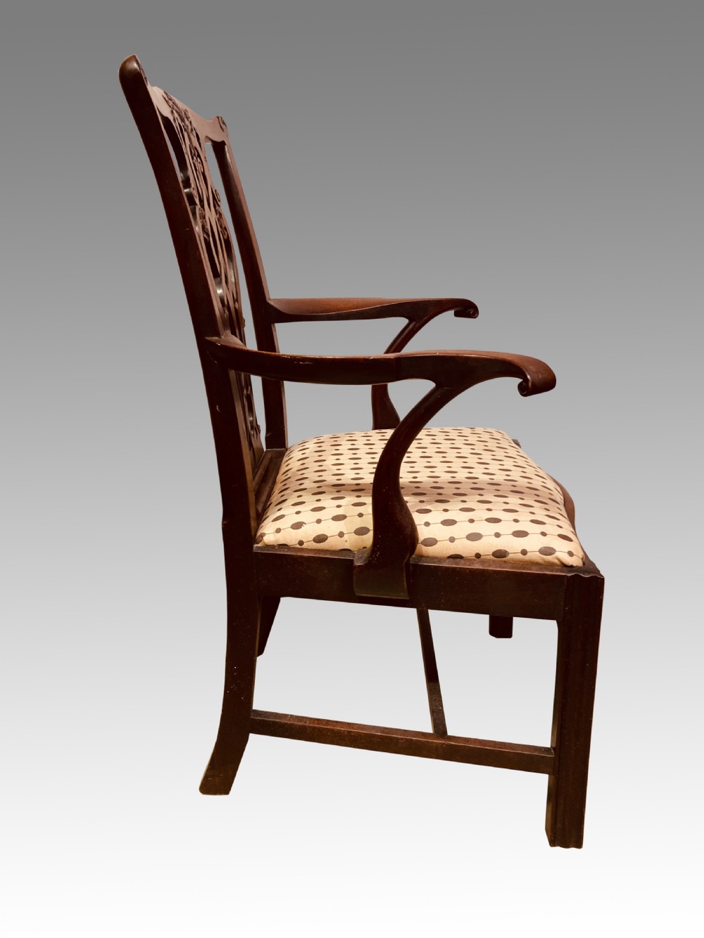 Set of ten Chippendale mahogany dining chairs. View II