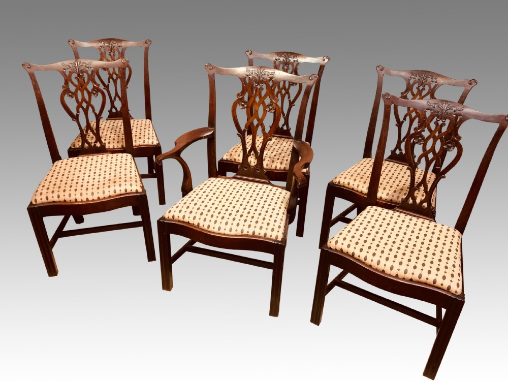 Set of ten Chippendale mahogany dining chairs. View VII