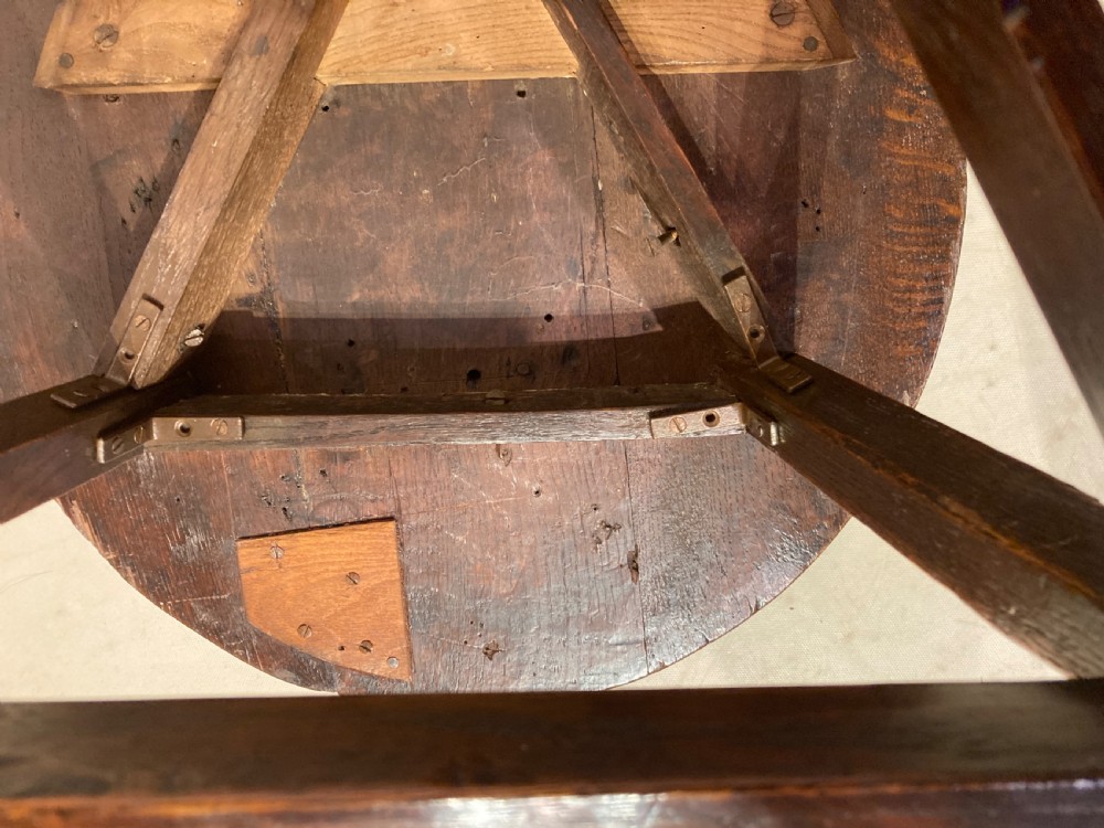 Antique oak cricket table. View V