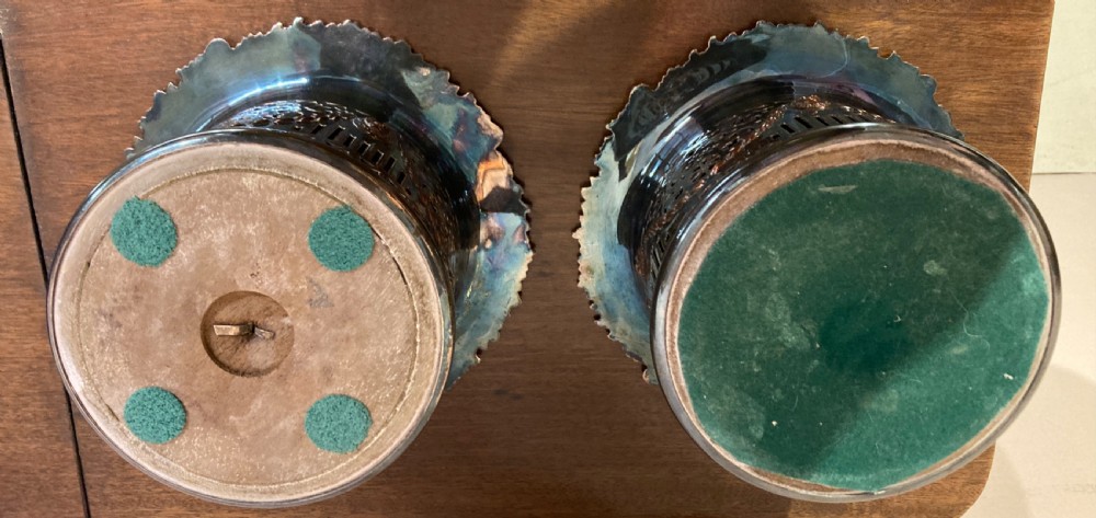 Pair of Sheffield plated wine coasters. View III