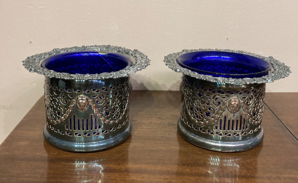Pair of Sheffield plated wine coasters. View V