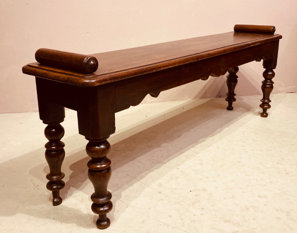 Victorian mahogany hall bench.