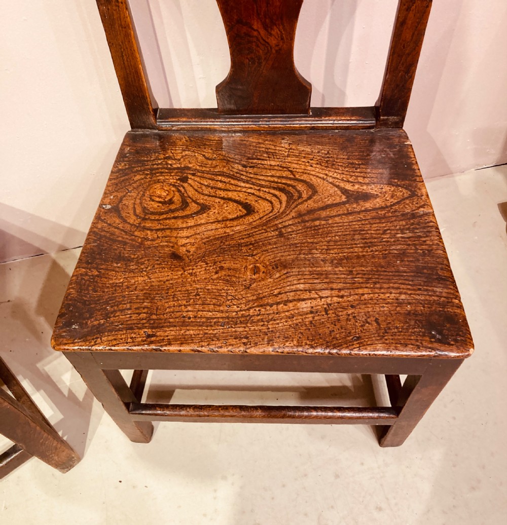 Pair of Georgian country elm side chairs. View III