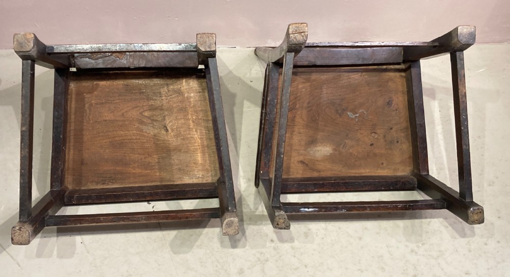 Pair of Georgian country elm side chairs. View V