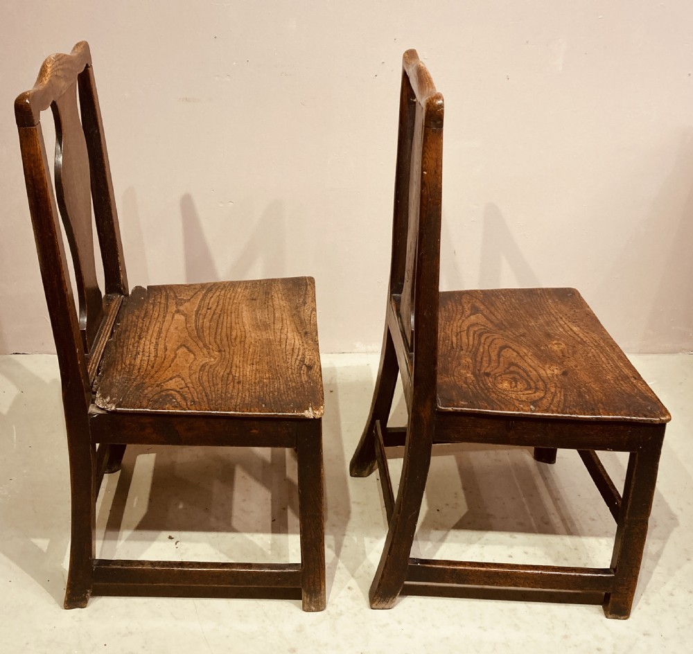 Pair of Georgian country elm side chairs. View VI