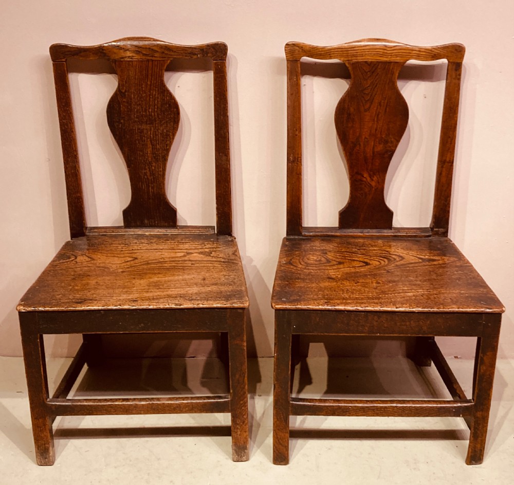 Pair of Georgian country elm side chairs. View VII