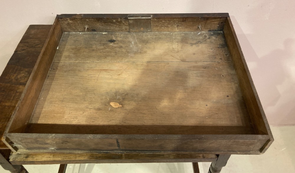 Georgian oak turned leg side table. View III