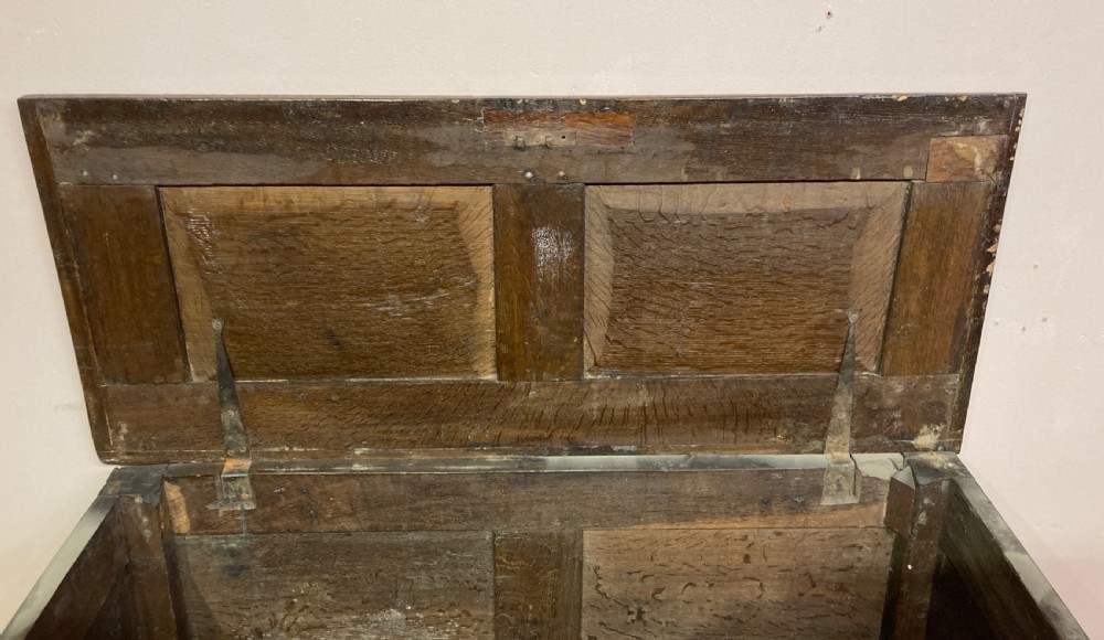 Charles I carved oak coffer. View V