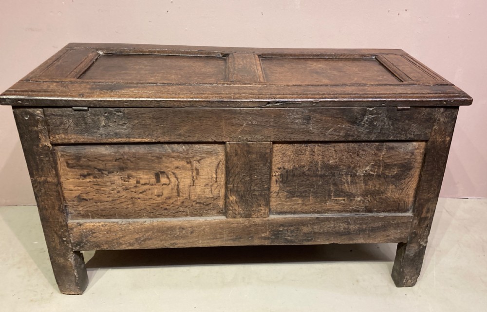 Charles I carved oak coffer. View VIII