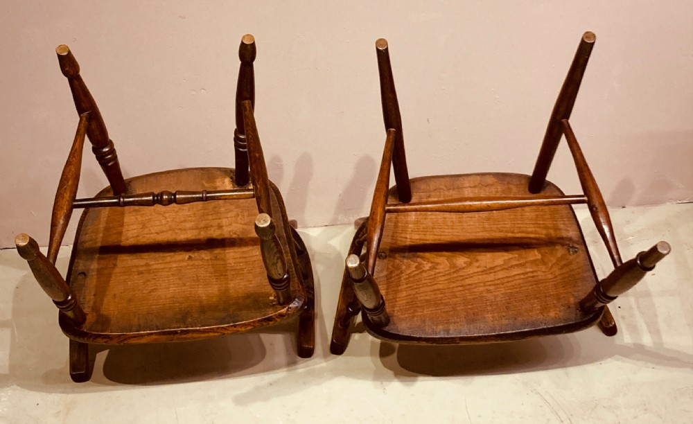 Matched pair of ash and elm country armchairs. View VI