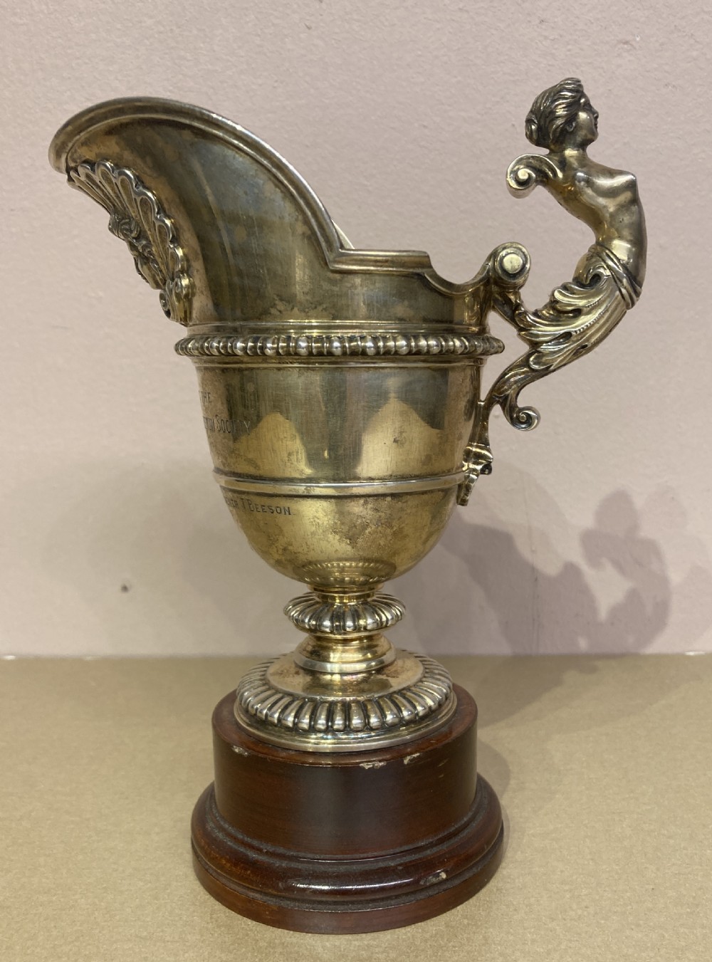 Silver gilt ewer by Mappin and Webb.