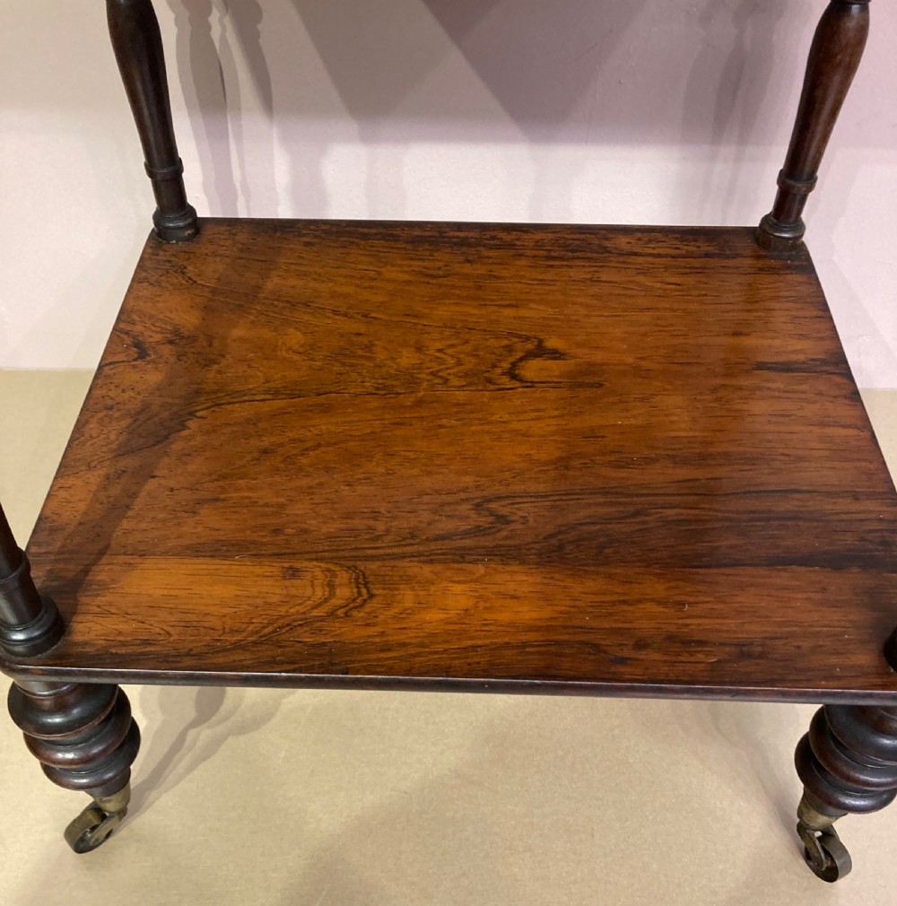 Small William IV rosewood three tier whatnot. View II