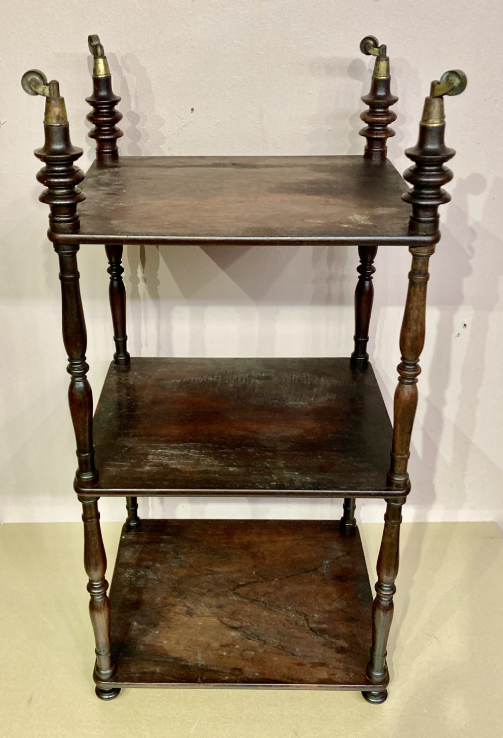 Small William IV rosewood three tier whatnot. View V