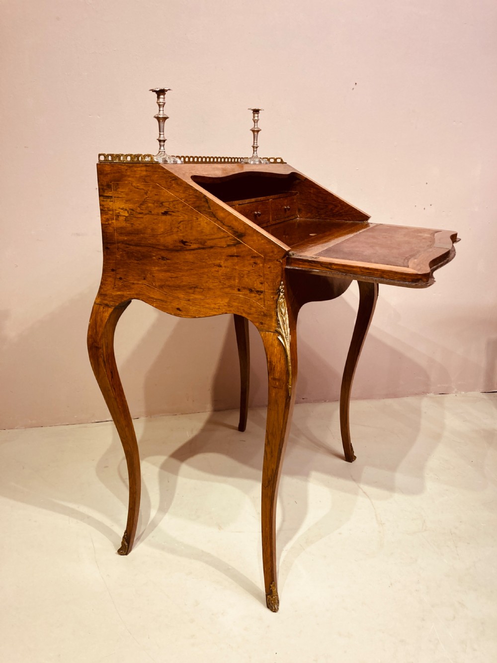 Antique rosewood ladies writing desk. View VII