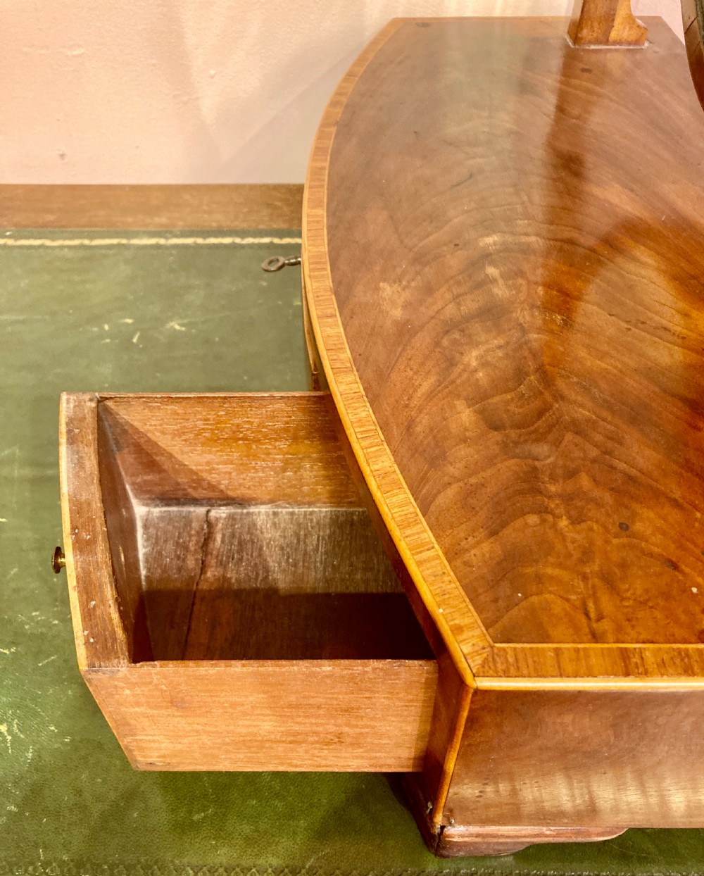 Georgian mahogany shield shaped dressing table mirror. View VI