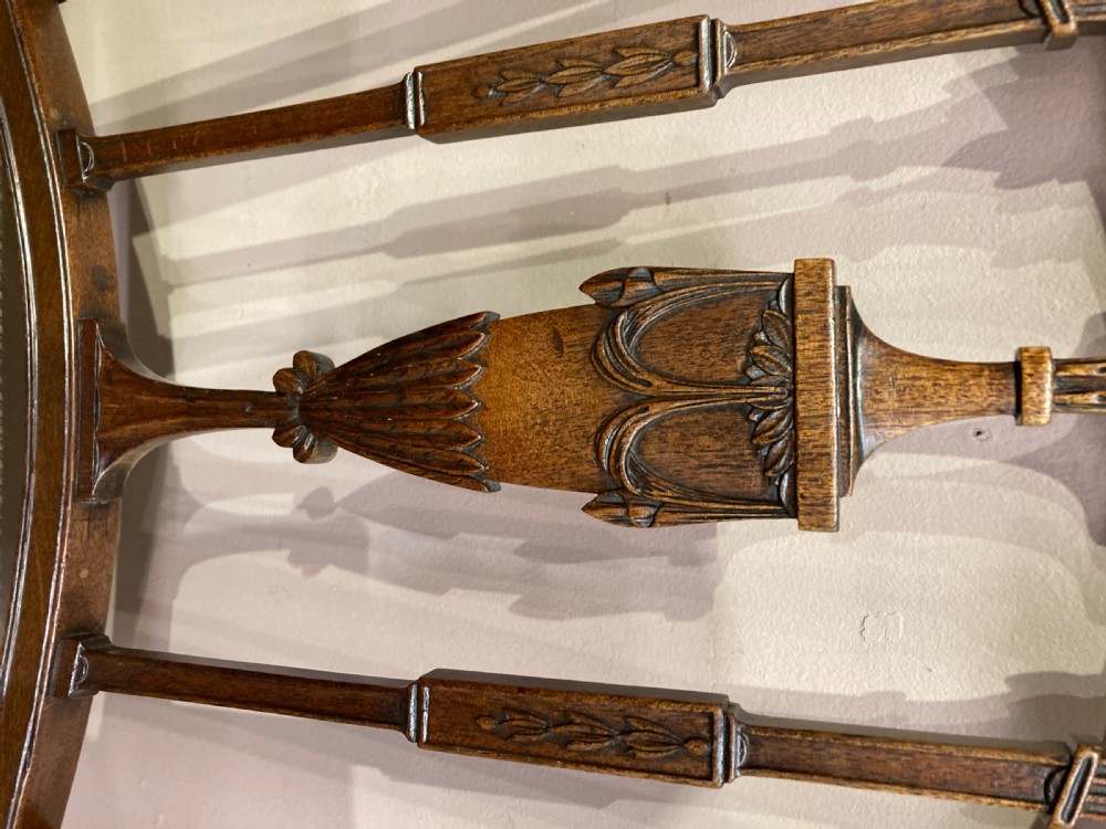 Set of 6 carved Hepplewhite mahogany dining chairs. View III