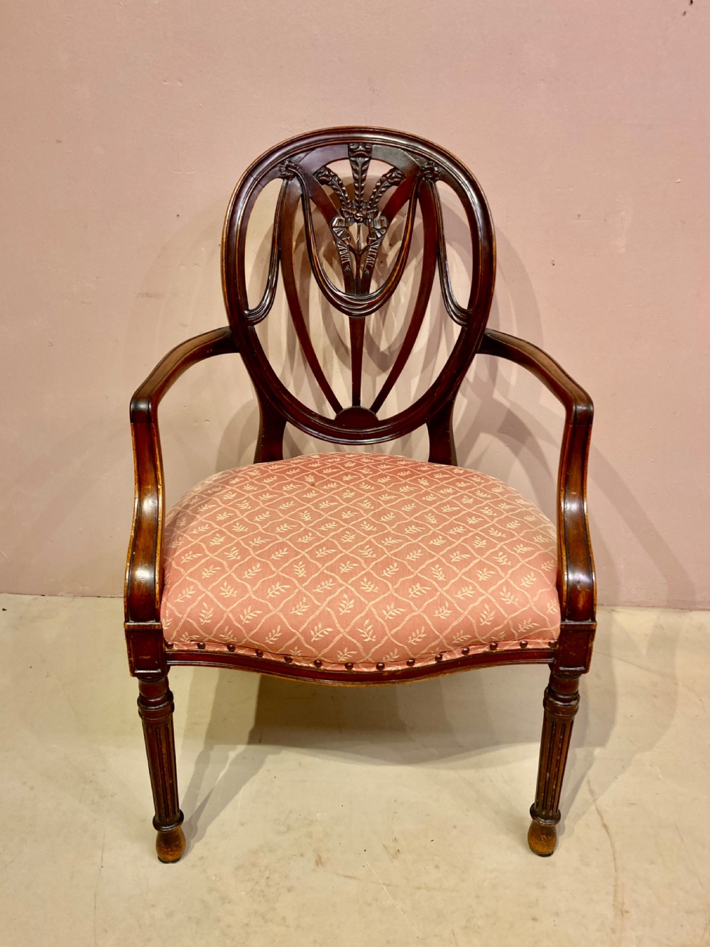 Antique mahogany oval back writing chair. View VI